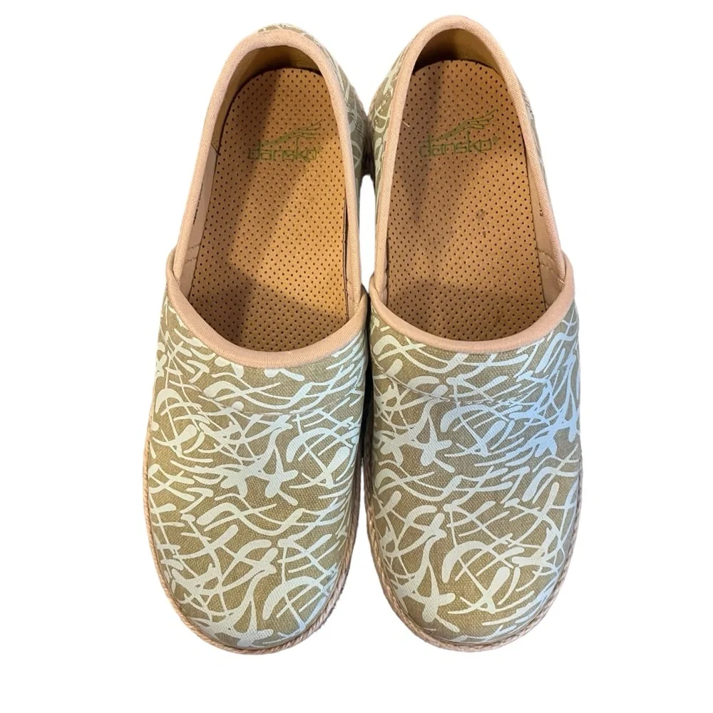 Dansko Victoria clog canvas jute espadrille green tan 38 - Picture 3 of 14